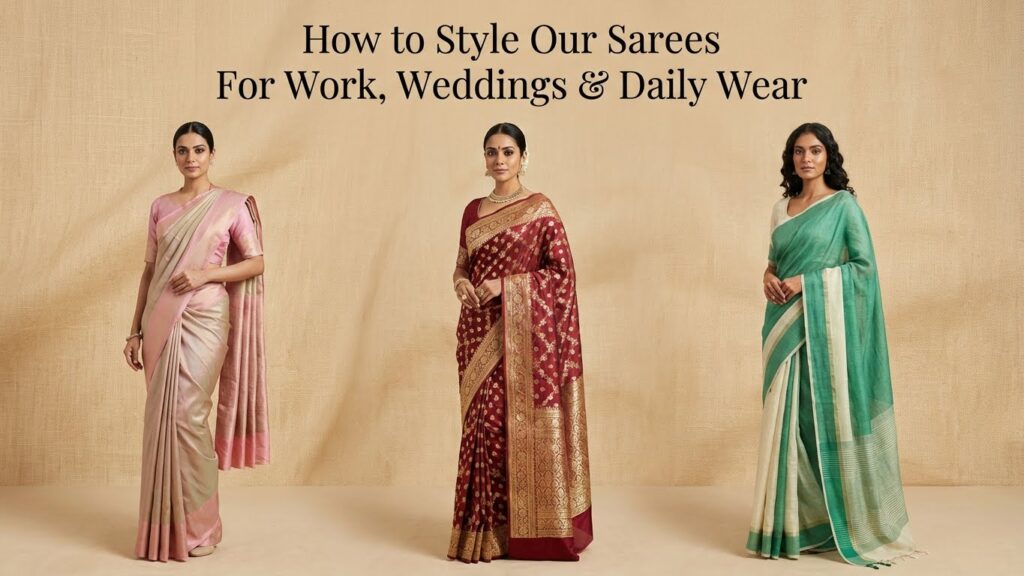 How to Style Our Sarees for Work, Weddings & Daily Wear Style Our Sarees For Work Weddings Daily Wear 1024x576